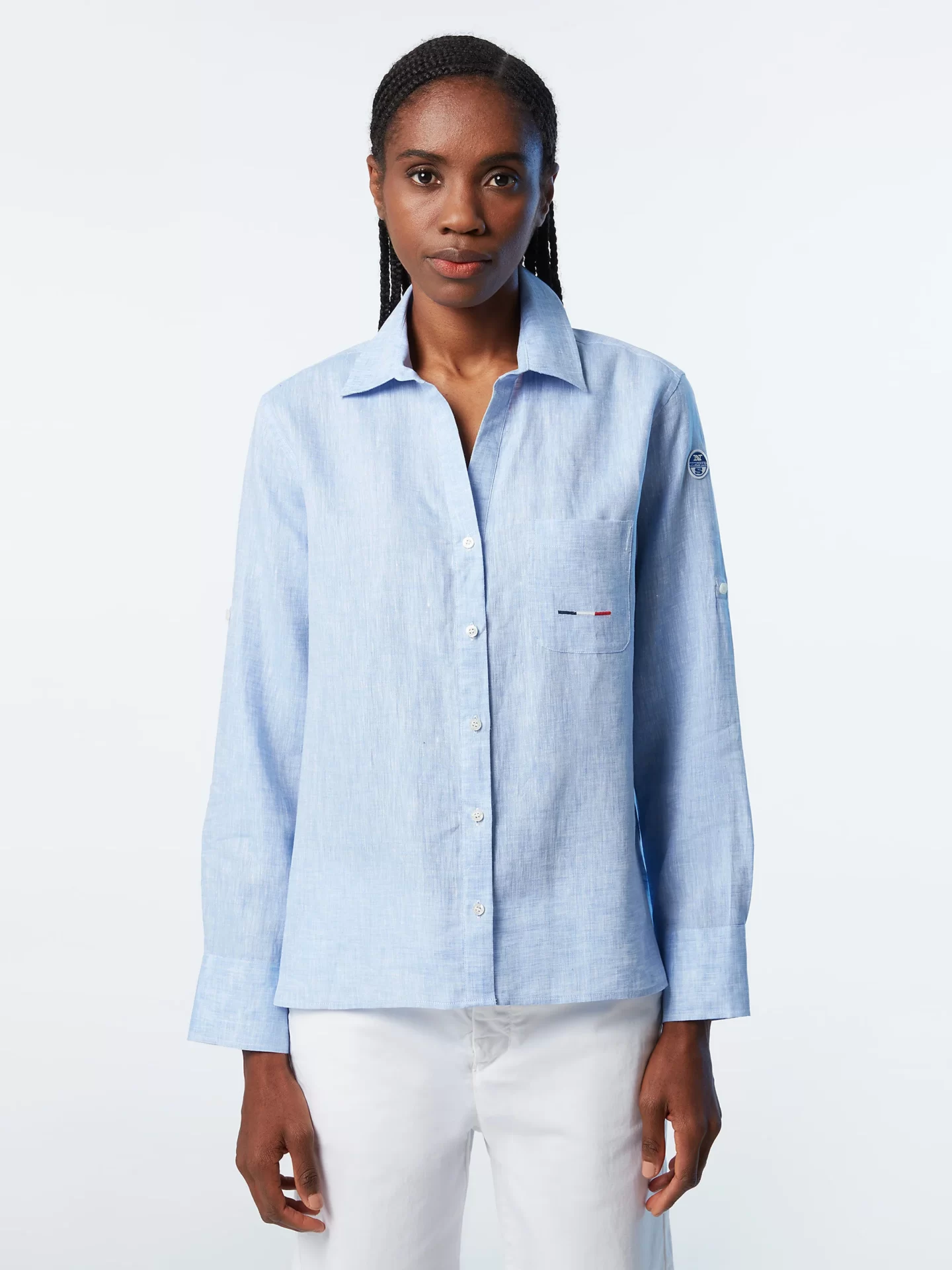 Chemise lin bleu femme deals