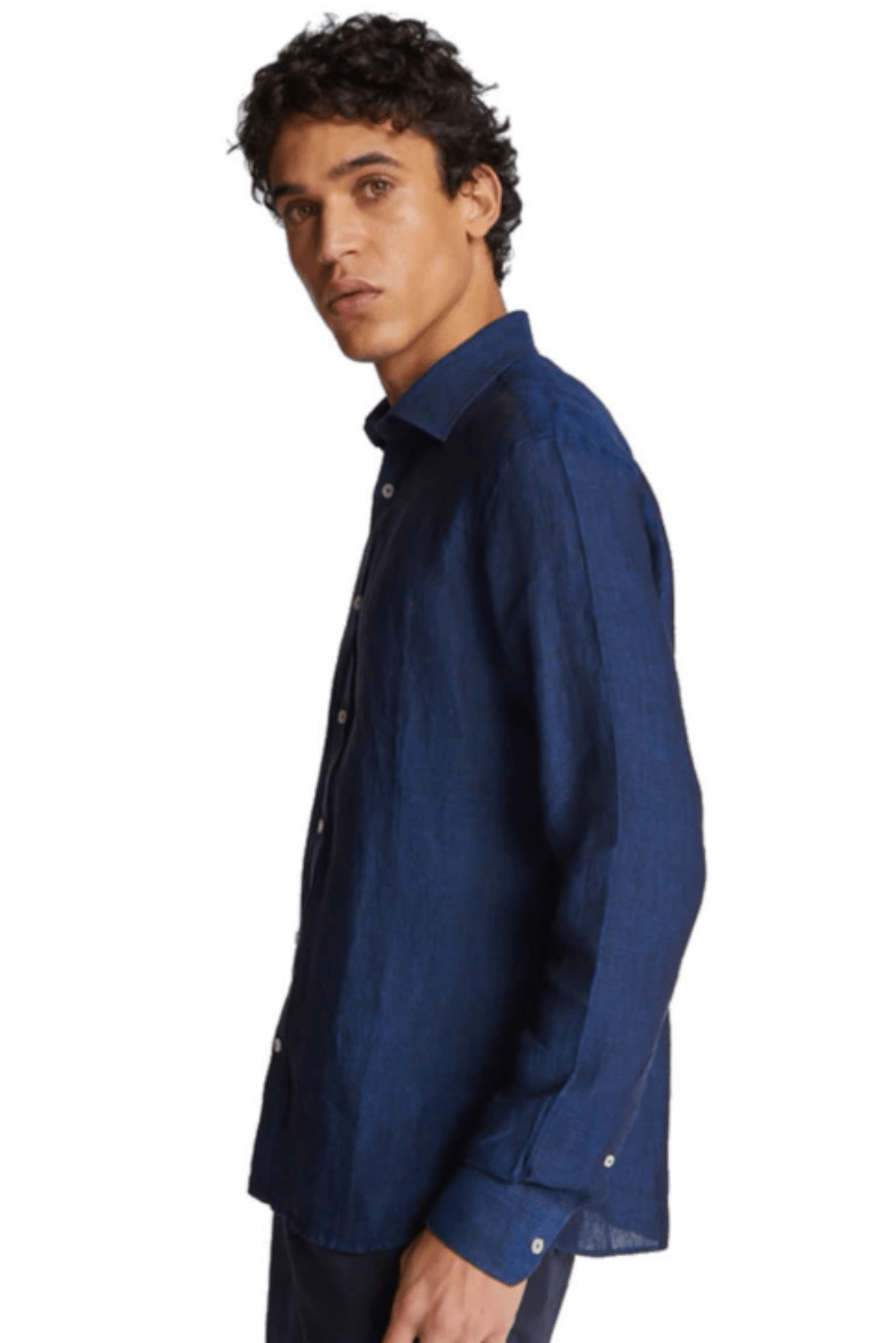 664075 chemise poplin stretch navy side