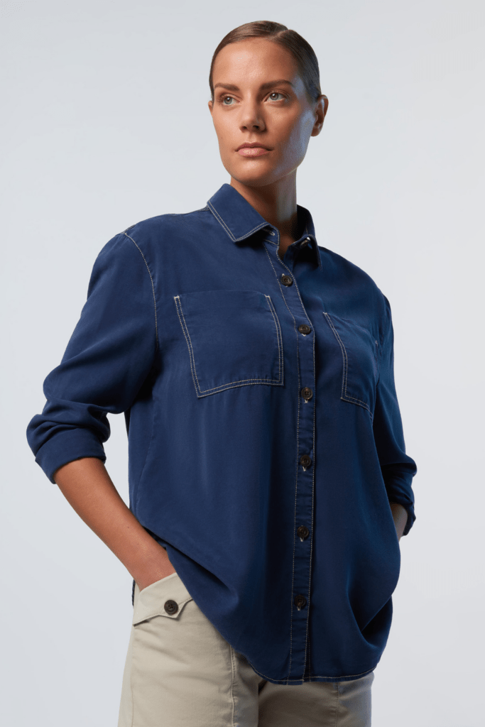 CHEMISE TENCEL, coloris Dark Denim