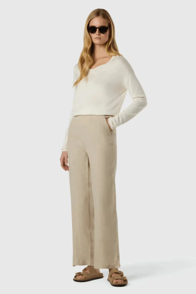 PANTALON EN LIN, coloris Ligth Stone