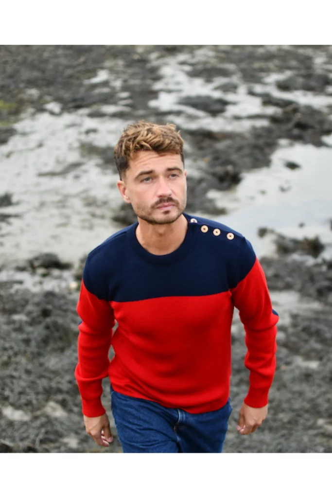 Pull New York H bicolore, coloris Rouge/Marine