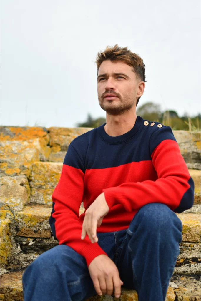 Pull New York H bicolore, coloris Rouge/Marine