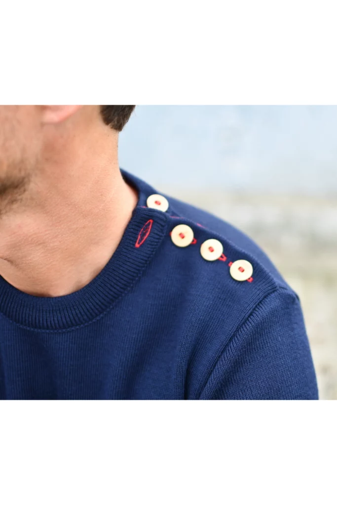 Pull Chicago H uni, coloris Marine/Rouge